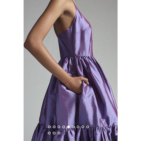New Anthropologie Bloni Tiered Shine Dress Size Xxs - Picture 2 of 10